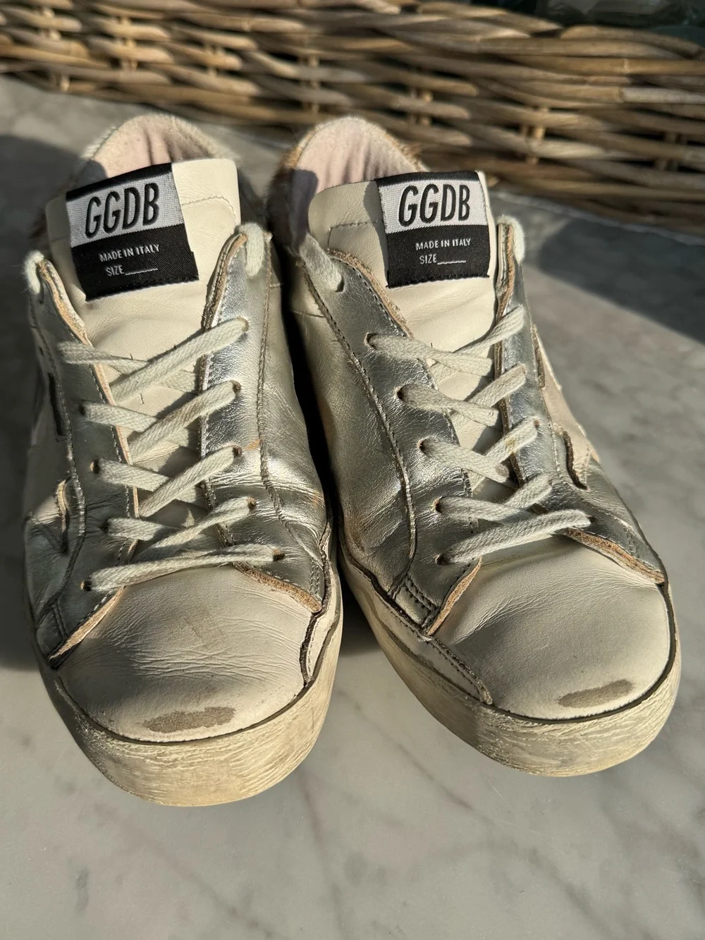 GOLDEN GOOSE Sneakers Superstar - Silver Leather / Pony Hair Size 37 - Picture 5 of 9